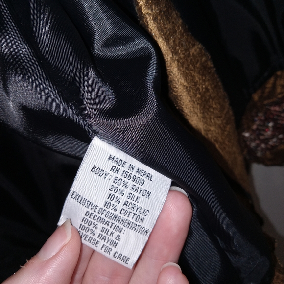 YAK MAGIK Multi Colored Tweed Sparkly Evening Jacket With Ruffled Hem Womns XL - Picture 12 of 13